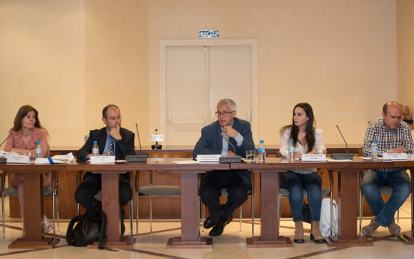 Paulete, Prados, Rodríguez, Moreno y Peinado durante el encuentro. (ELENA DELGADO-APM)