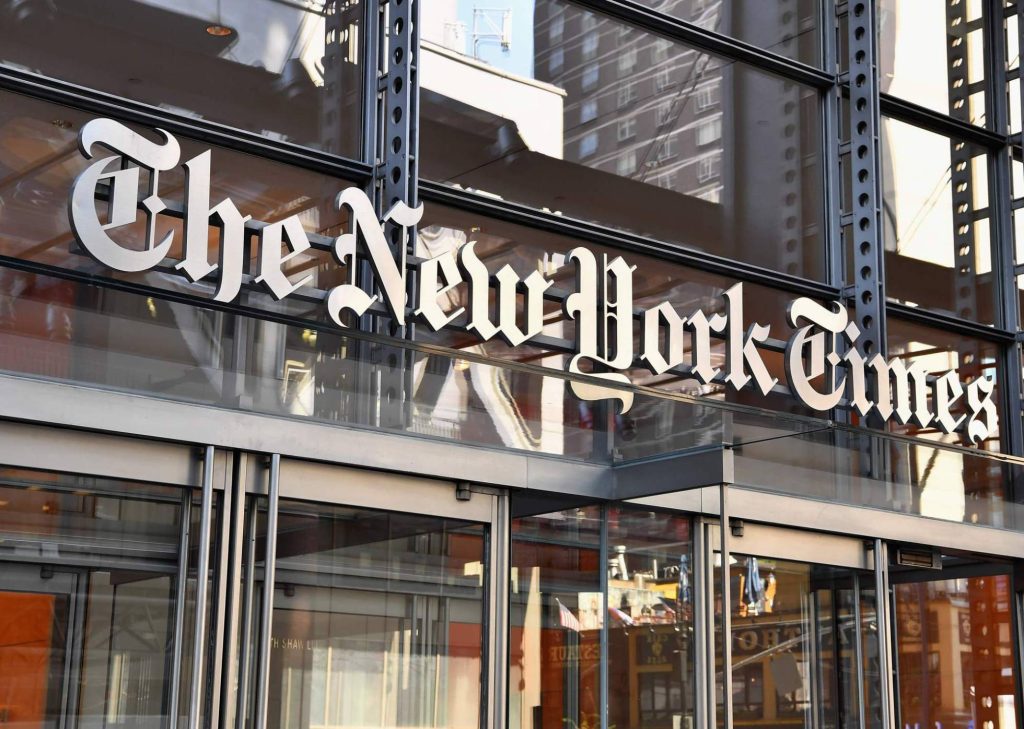 La fachada del edificio del 'The New York Times', en Nueva York. (AFP)