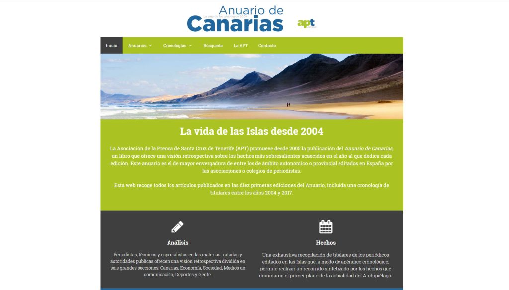 Portada de la edición web del 'Anuario de Canarias'.