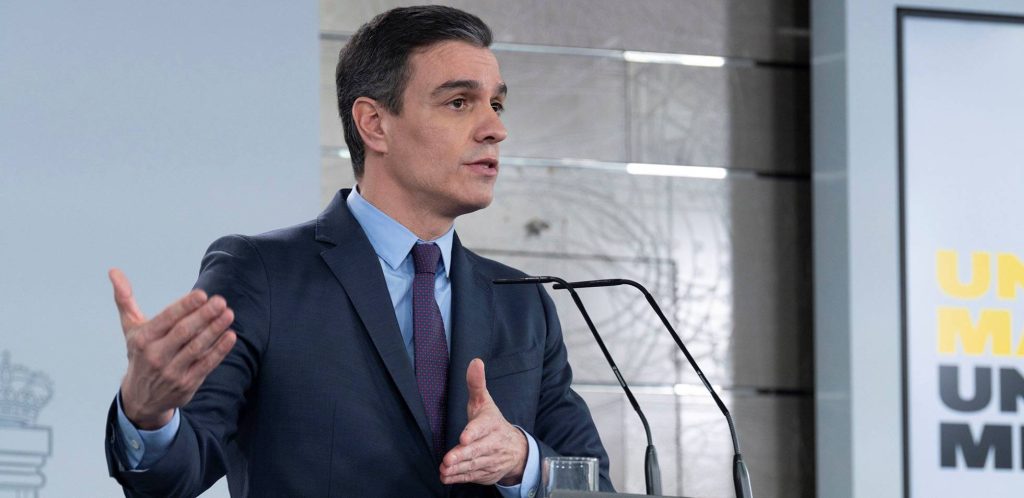 El presidente del Gobierno, Pedro Sánchez, en su intervencíón de este sábado. (EFE)