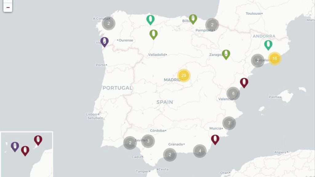 Mapa de crímenes de odio en España entre 1990 y 2020. (CRIMENESDEODIO.INFO)