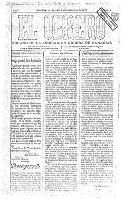 Portada de El Obrero. (JABLE-ULPGC)