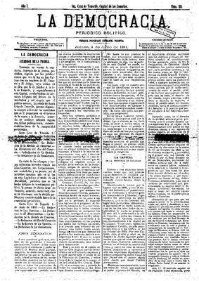 Portada de La Democracia, (www.sable.ulpgc.es)