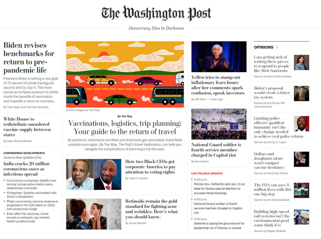 Portada digital de The Washington Post. (LP)