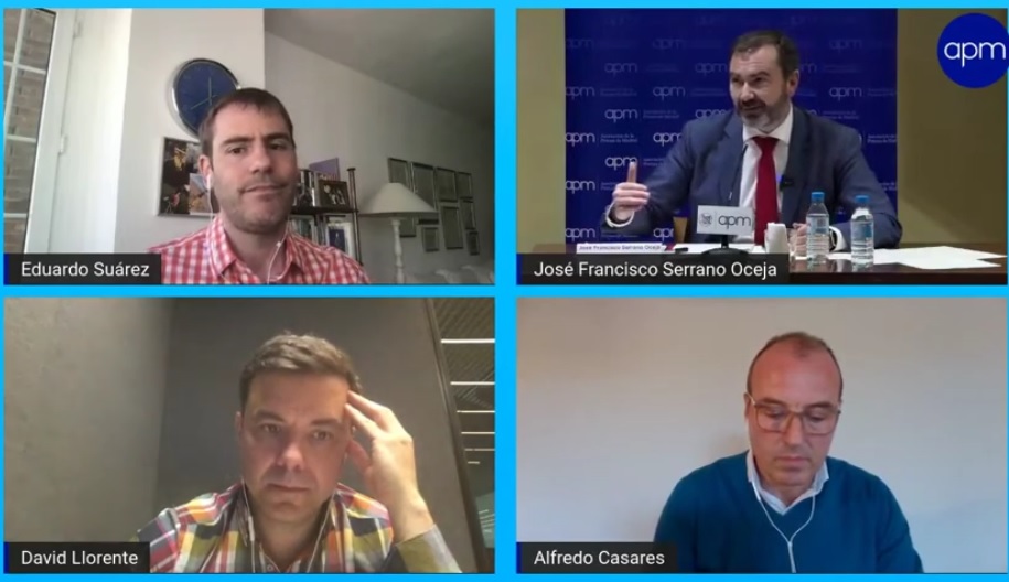 Eduardo Suárez, José Francisco Serrano, David Llorente y Alfredo Casares participan en el Taller ‘El reseteo de la profesión periodística’. (APM)