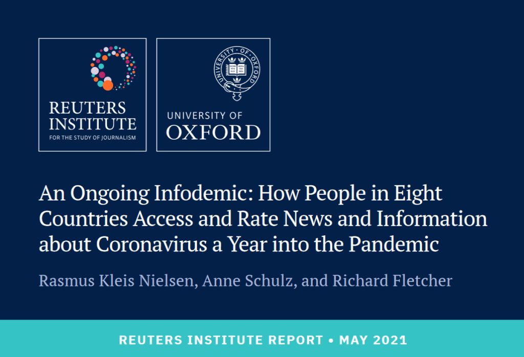Estudio del Reuters Institute basado en encuestas realizadas en los meses de abril de 2020 y de 2021. (APM)