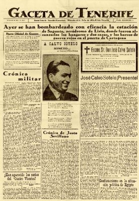 Portada de la Gaceta de Tenerife, (www.jable.ulpgc.es)