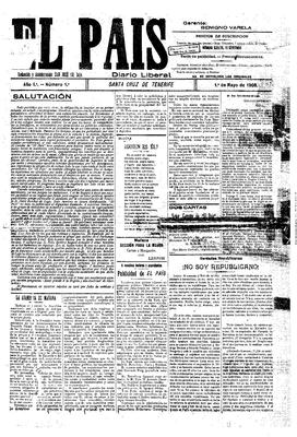 Portada de El País, Diario Liberal.(www.jable.ulpgc.es)
