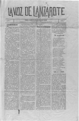 Portada de La Voz de Lanzarote 1905. (www.jable.ulpgc.es)
