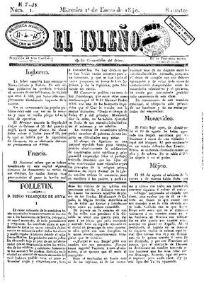 Portada de El Isleño.(www.jable.ulpgc.es)