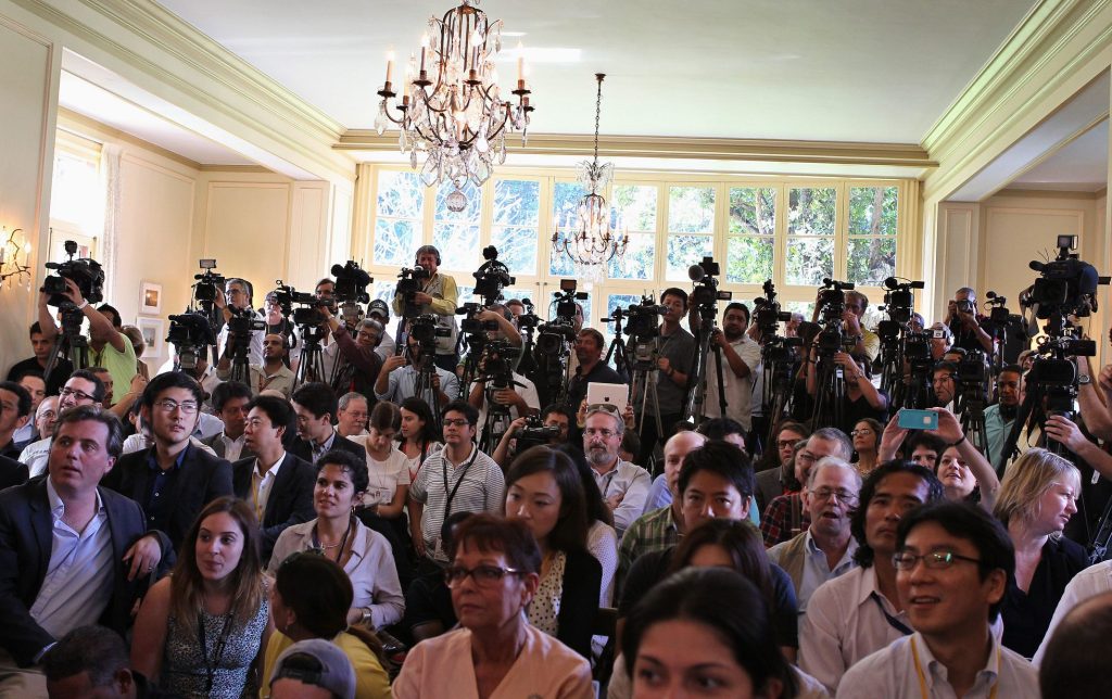 Periodistas internacionales en una rueda de prensa en La Habana. (ALEJANDRO ERNESTO PÉREZ ESTRADA / EFE)