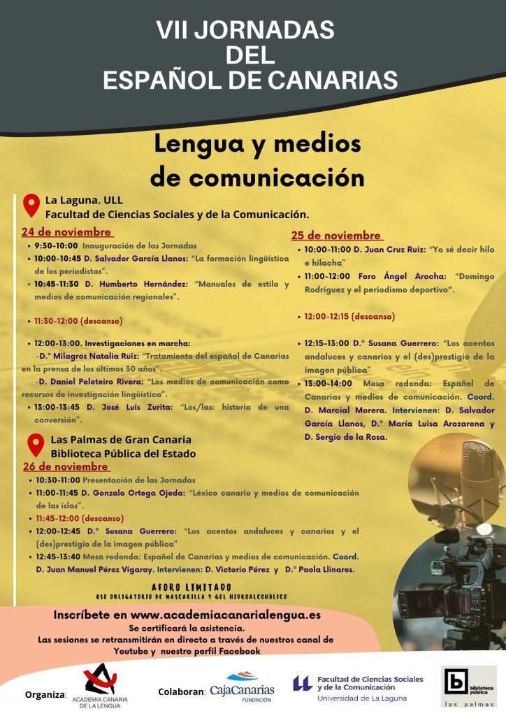 Programa de las VII Jornadas sobre el español de Canarias.