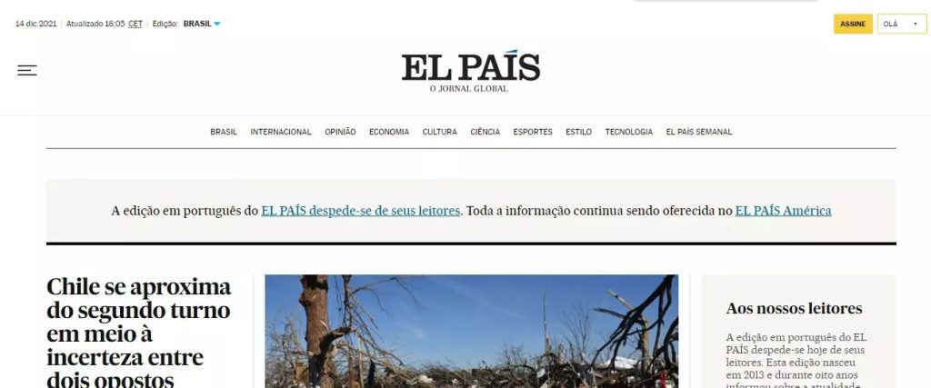 Portada de El País Brasil. (VOZ POPULI)
