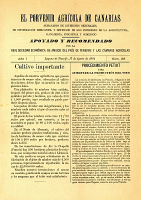 Portada de El porvenir agrícola de Canarias. (www.jable.ulpgc.es)