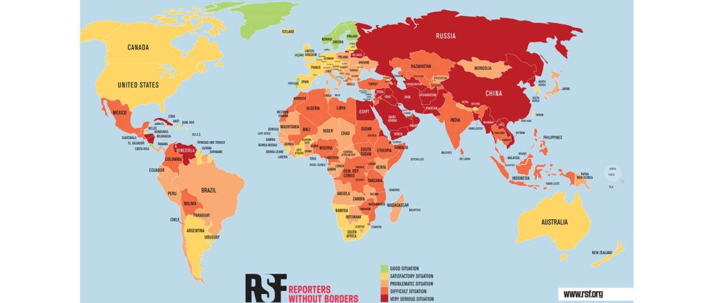 Clasificación Mundial de la Libertad de Prensa 2022. (RSF)