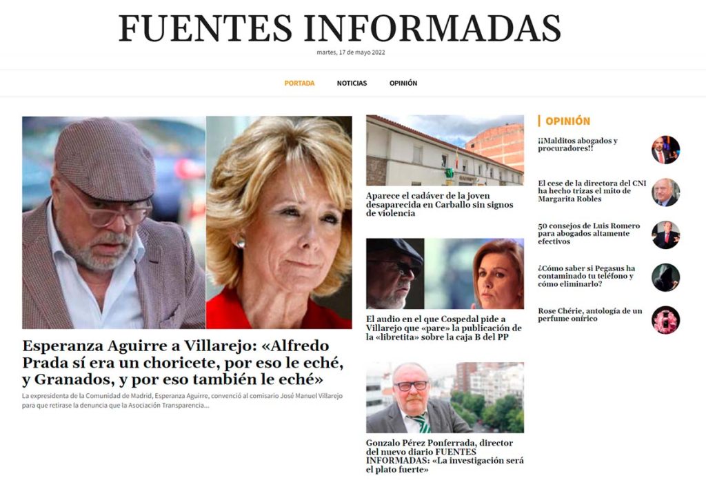 Portada del nuevo diario digital, Fuentes Informadas. (LP)