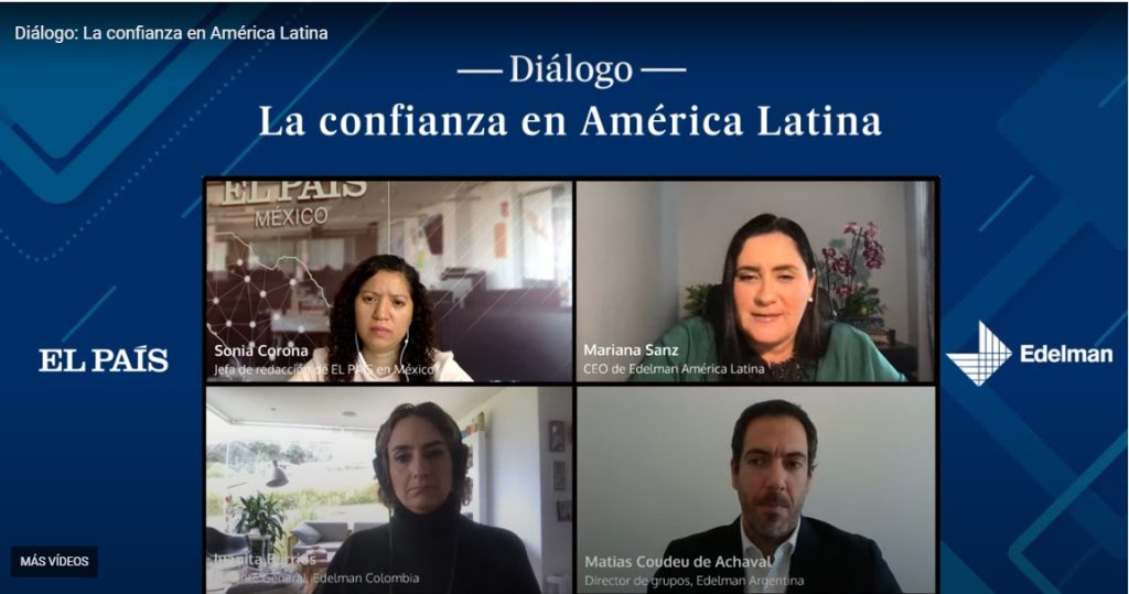 Participantes en el diálogo ‘La confianza en América Latina’, entre EL PAÍS y Edelman. (EPV)