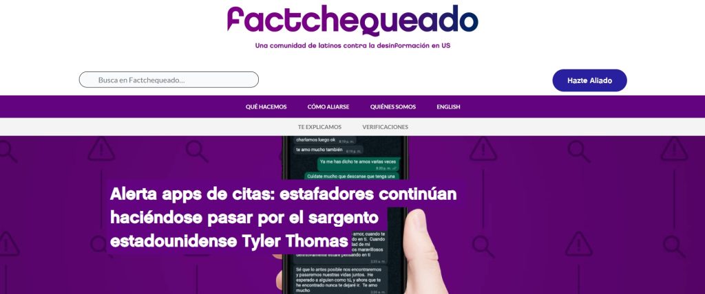 Portada de cabecera digital de ‘Factchequeado’.