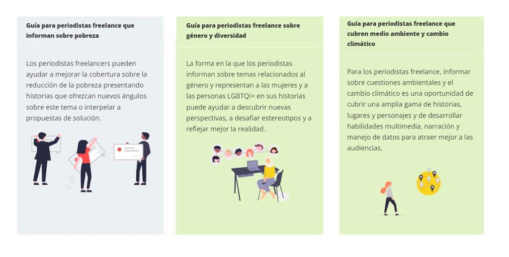 Algunas de las guías con buenas prácticas para freelancers elaboradas por EJC. (LABORATORIO DE PERIODISMO)