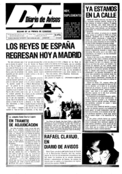 Diario Avisos, portada edición Tenerife.