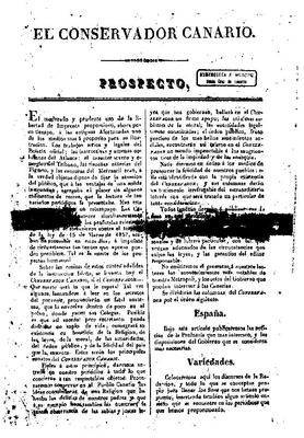 Portada de El Conservador Canario. (www.jable.ulpgc.es)