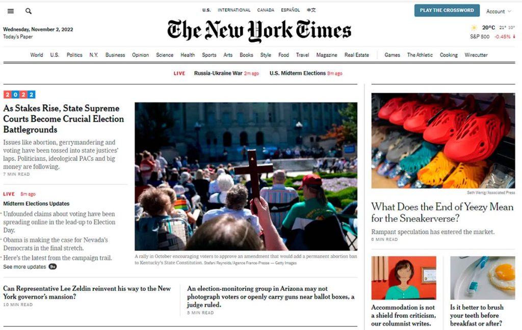 Portada de The New York Times. (LP)