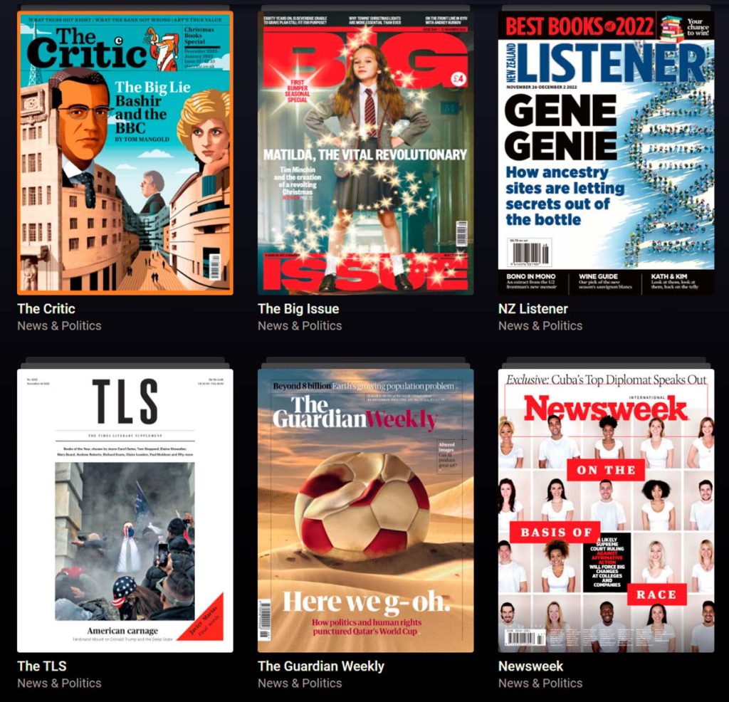 Algunas de las revistas en el catálogo de Readly. (LP)