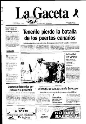 Portada de La Gaceta de Canarias. (www.jable.ulpgc.es)