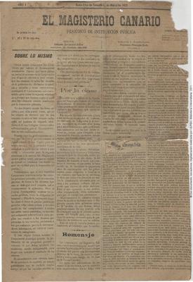 Portada de El Magisterio Canario. (www.jable.ulpgc.es)
