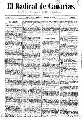 Portada de El Radical de Canarias. (www.jable.ulpgc.es)