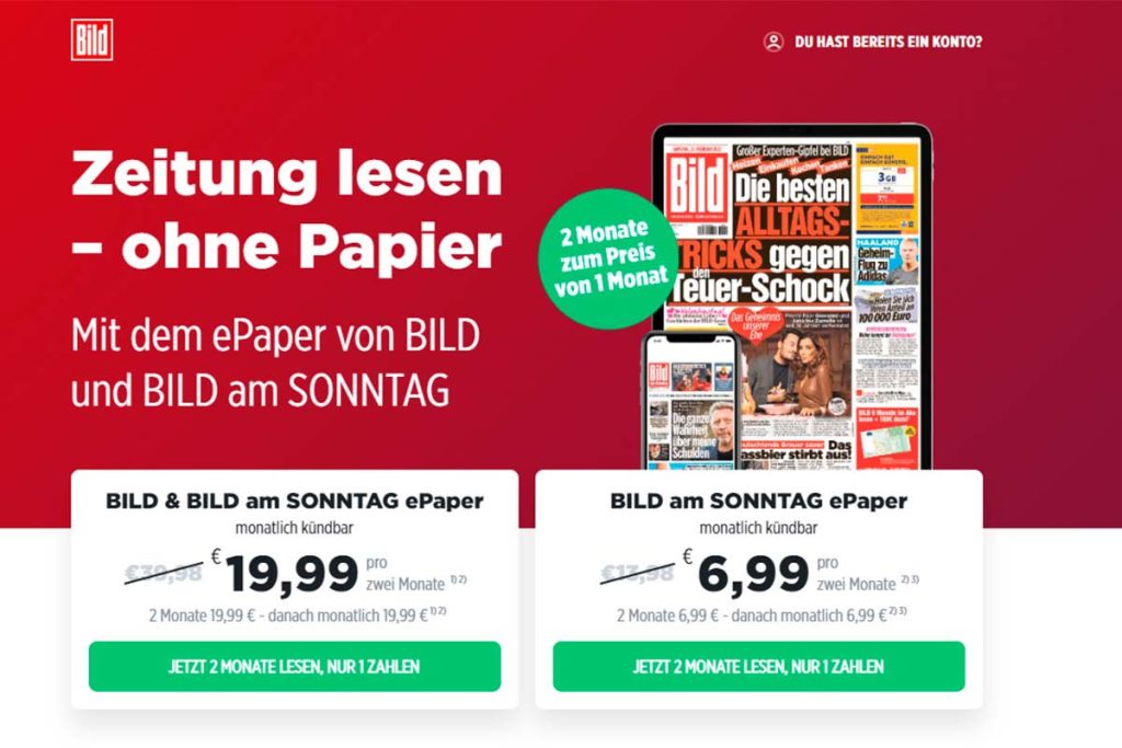 Lanzamiento promocional del servicio de epaper de Bild.