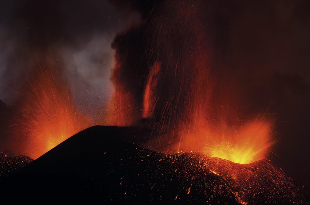 Volcanic eruption. Cumbre Vieja Natural Park. La Palma. Canary Islands. Spain.