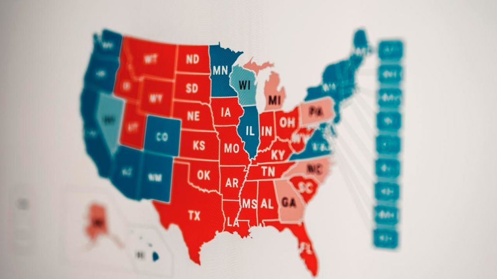 Mapa de Estados Unidos en clave electoral.
