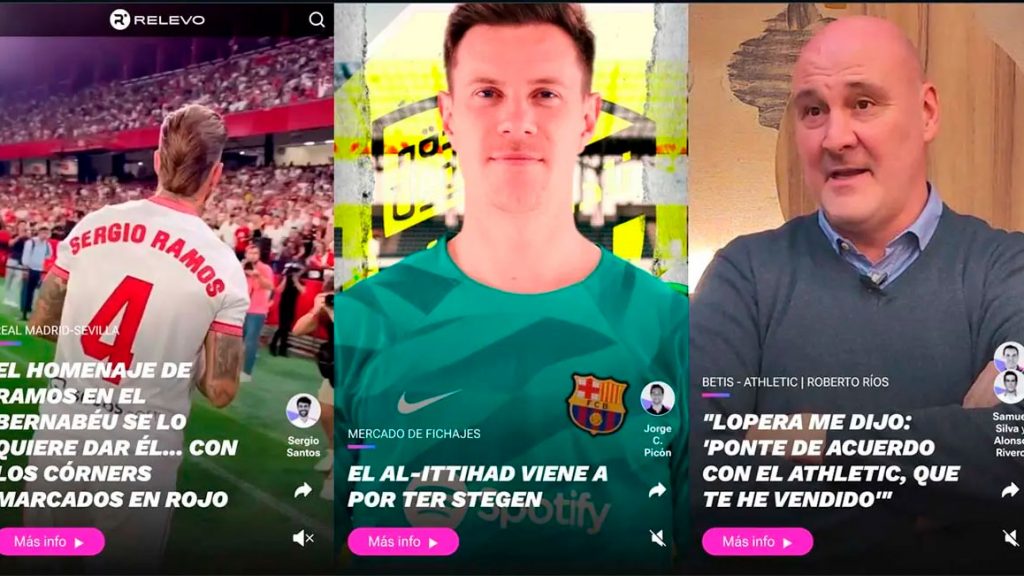 Capturas de pantalla de noticias de Relevo.