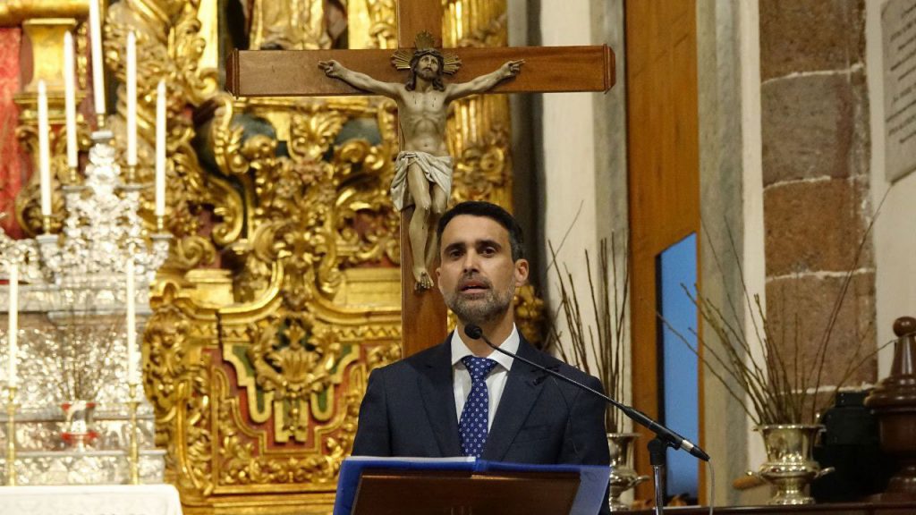Mayer Trujillo, durante la lectura de su pregón.