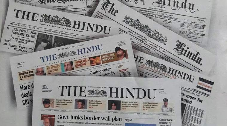 Ejemplares de 'The Hindu'.