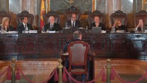 El periodista José Precedo declara en el Tribunal Supremo, el pasado 5 de noviembre, en una imagen tomada del vídeo institucional.