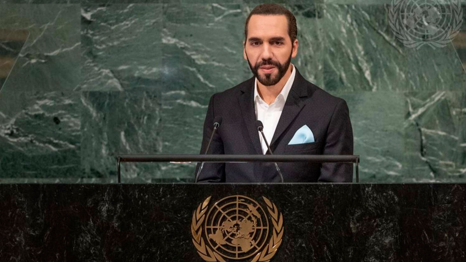 Nayib Bukele interviene en el debate general del septuagésimo séptimo período de sesiones de la Asamblea General de la ONU.