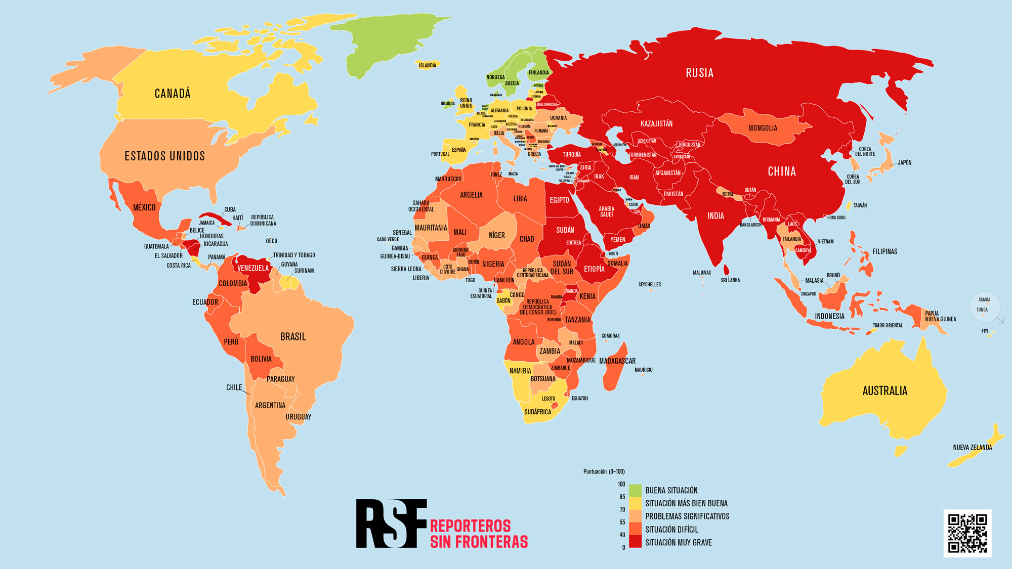 Mapamundi de la libertad de prensa